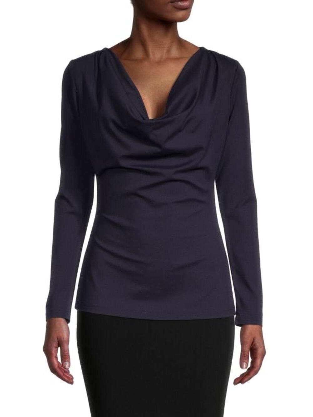 Susana Monaco Long Sleeve Cowl Neck Top in Midnight Size Small NWT - Picture 1 of 6